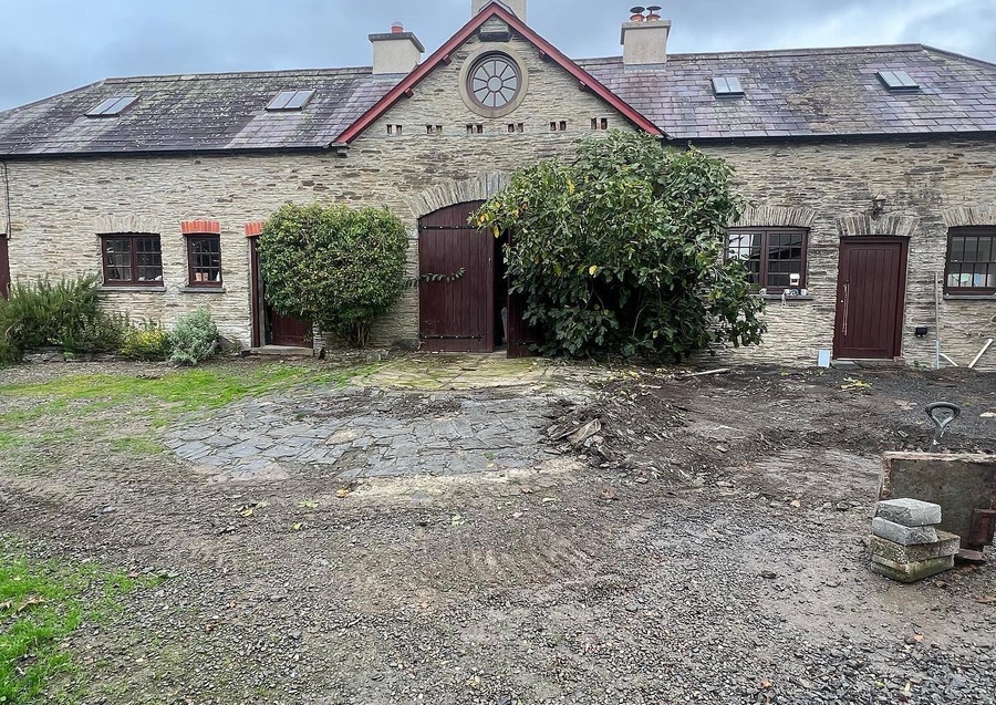 Bespoke Tegula Block Paving with Historic Well Feature - Ceredigion